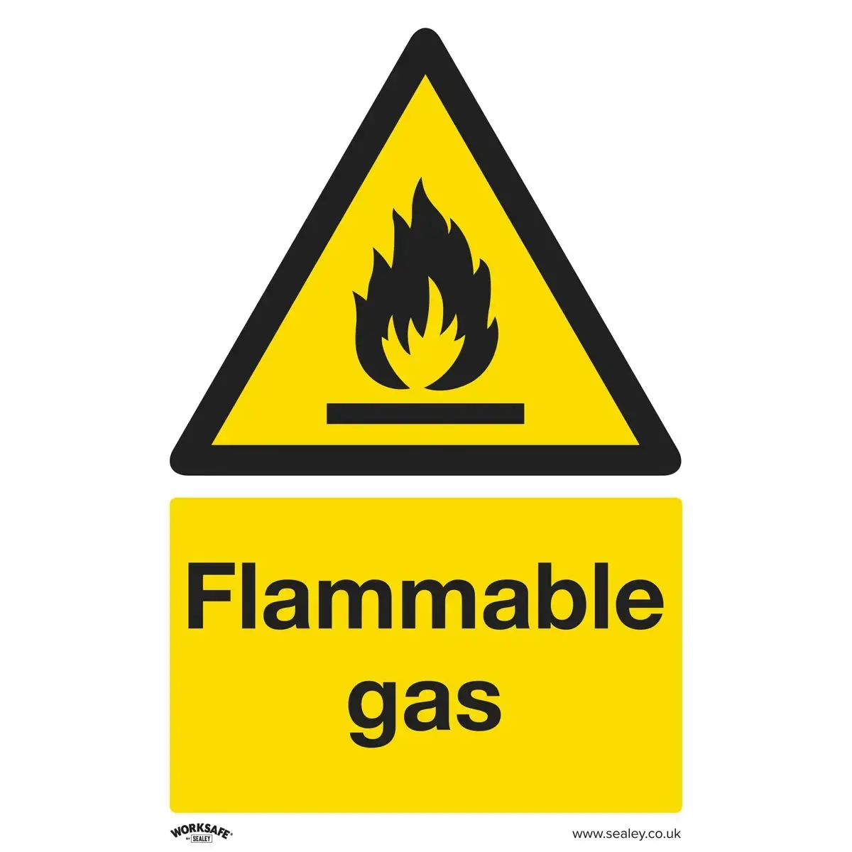 Worksafe By Sealey Warning Safety Sign - Flammable Gas - Rigid Plastic 1