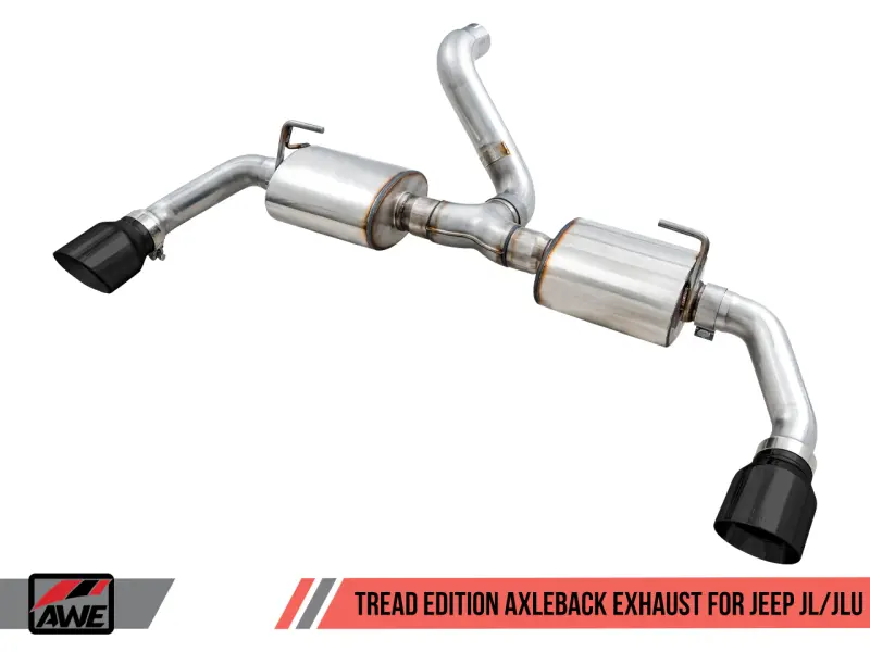 Awe Tuning Axle-Back Dual Exhaust For 2018–2024 Jeep Wrangler Jl/Jlu Tread Edition – Diamond Black Tips 1