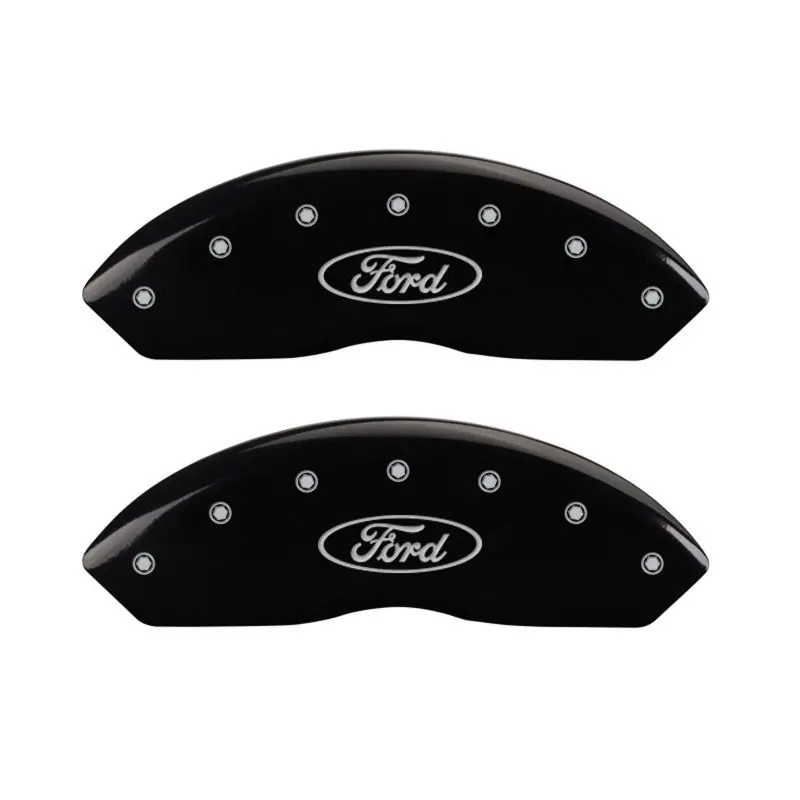 Mgp Engraved 4-Piston Caliper Covers – Front & Rear, Oval Ford Logo, Black Finish With Silver Accent 1
