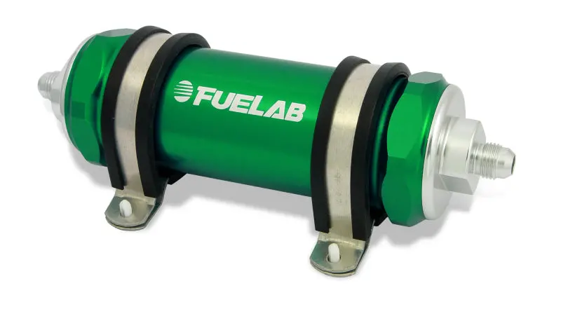 Fuelab 828 Inline Fuel Filter – Green Housing, -10An Inlet / -6An Outlet, 6-Micron Fiberglass Media 1