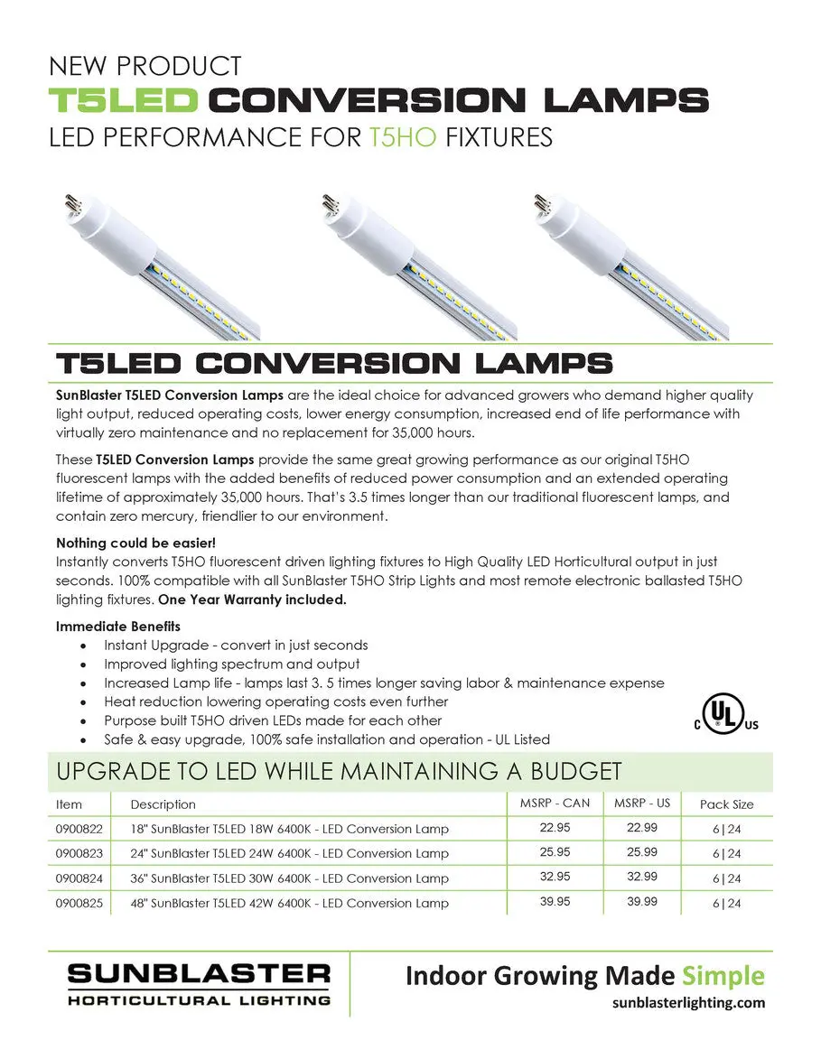 Sun Blaster T5 Led Conversion Bulb 6400K 1
