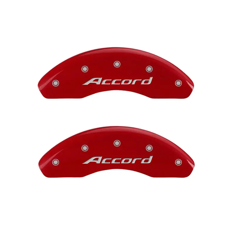 Mgp Engraved Caliper Covers – Front & Rear, Red Finish With Silver Text, Fits Honda Accord 1
