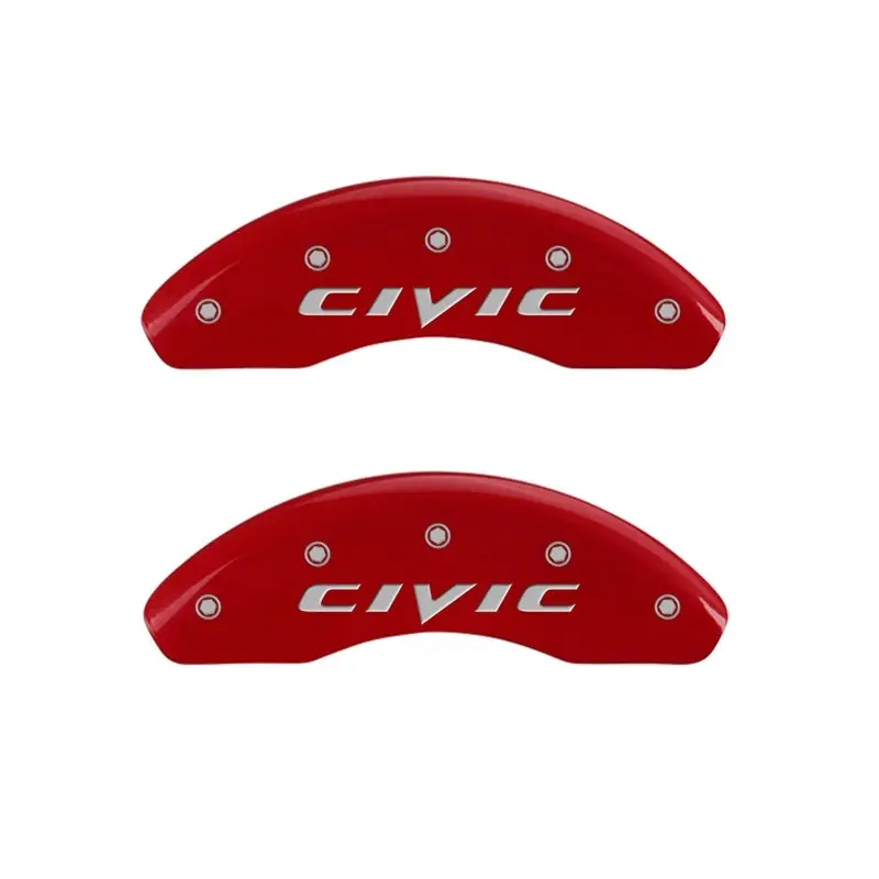 Mgp Engraved Front Caliper Covers – Red Finish With Silver Chrome Accent, Fits 2015 Honda Civic 1