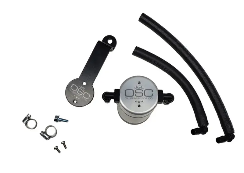 J&L Clear Anodized Oil Separator For 2016+ Toyota Tacoma 3.5L – Driver Side Installation 1