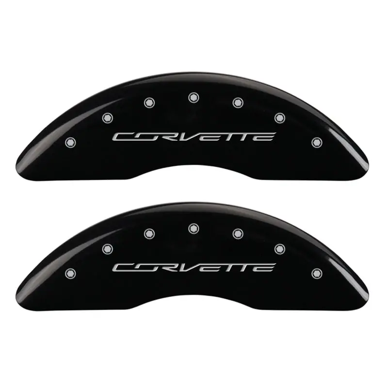 Mgp Engraved Caliper Covers – Front And Rear, Black Finish With Silver Accents For C7 Corvette 1