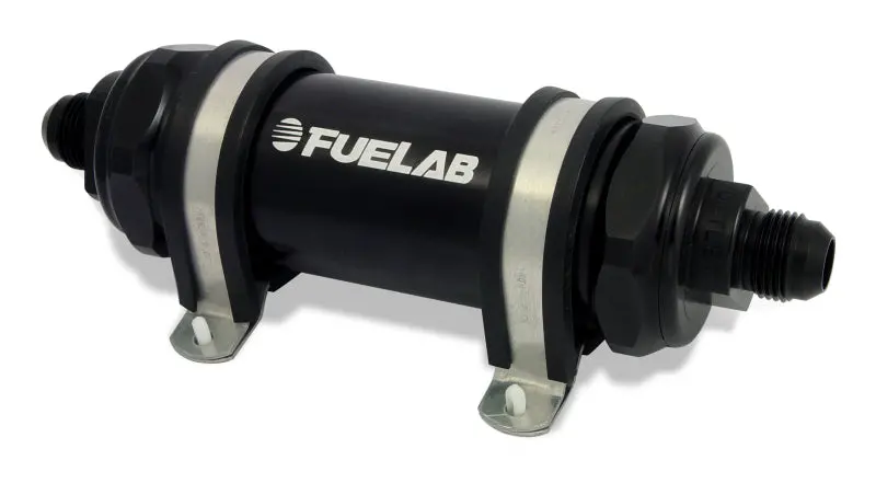 Fuelab 828 Long-Body Inline Fuel Filter – Black, -10An In / -6An Out, 10-Micron 1