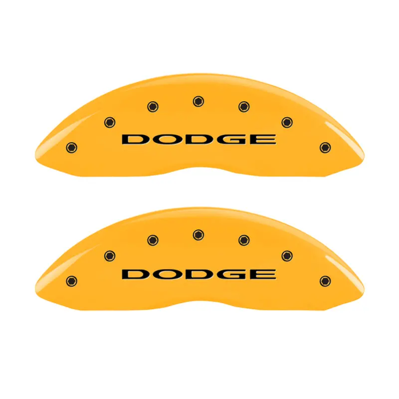 Mgp Engraved Front & Rear Caliper Covers – Dodge Yellow Finish With Black Lettering (No Stripe Design) 1