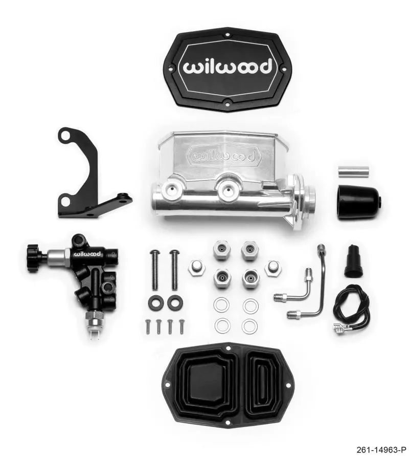 Wilwood Compact Tandem Master Cylinder – 1-Inch Bore With Mounting Bracket And Proportioning Valve, Ball-Burnished Finish 1