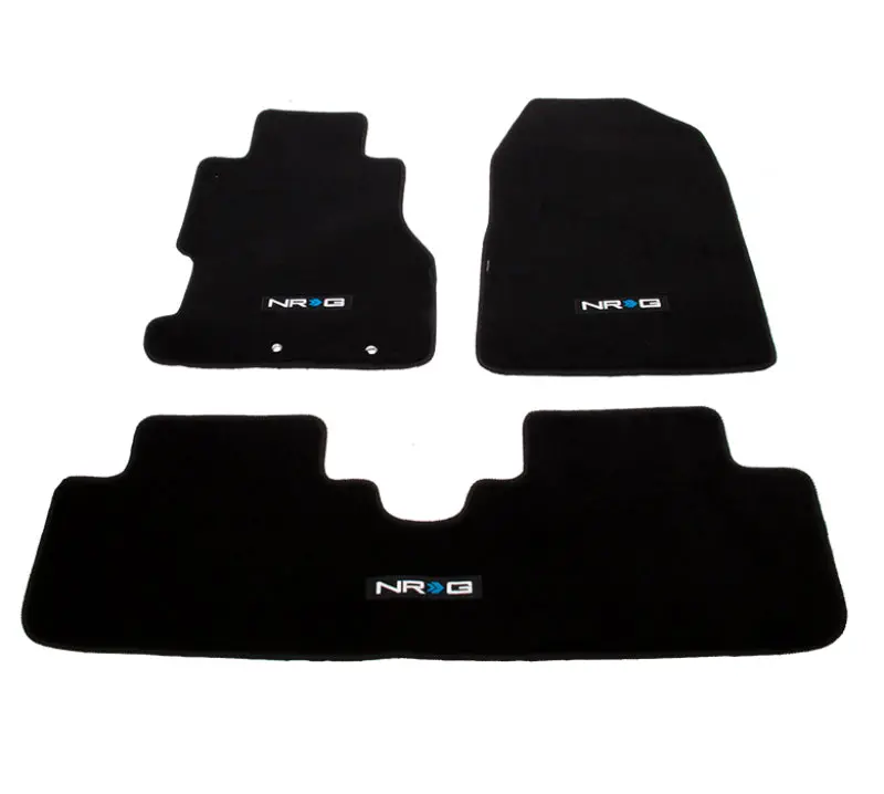 Nrg Logo Embroidered Floor Mat Set – 3-Piece, Black, Designed For 2002–2003 Honda Civic Si 3-Door Coupe 1