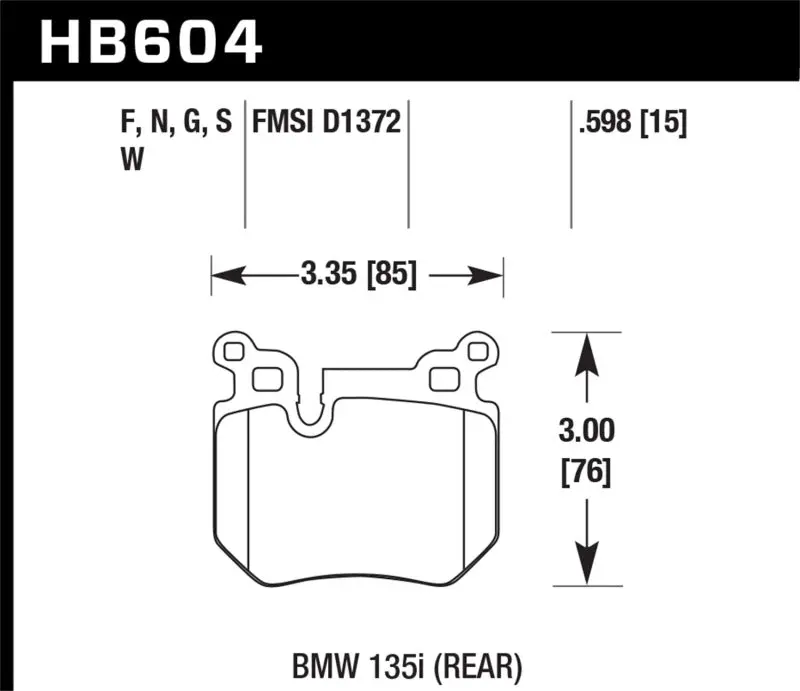 Hawk Dtc-60 Race Rear Brake Pads For Bmw 135I 1