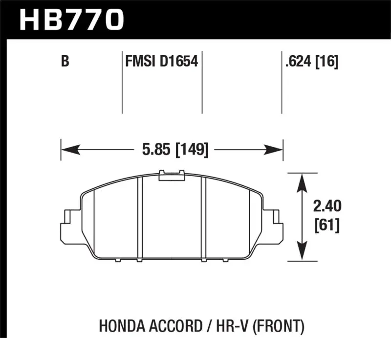 Hawk Hps 5.0 Front Brake Pads For 2013–2017 Honda Accord 1