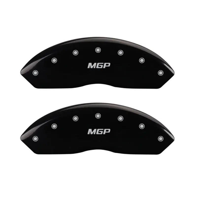 Mgp Engraved 4-Piston Caliper Covers – Front & Rear, Black Finish With Silver Chrome Trim 1