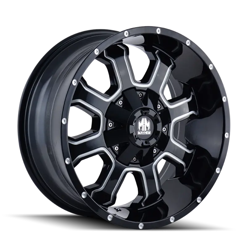 Mayhem Fierce Forged Wheel — 22X12 Inch, 8X180 Bolt Pattern, -44Mm Offset, 124.1Mm Hub Bore, Matte Black With Machined Spokes 1
