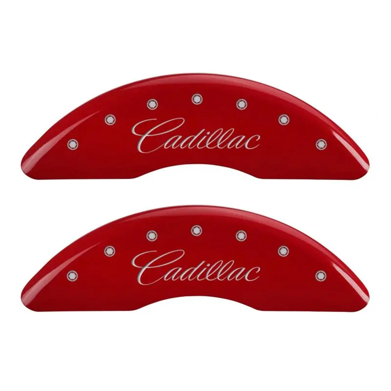 Mgp Engraved Cursive-Style Brake Caliper Covers For 2016 Cadillac Ct6 – Crimson Red Finish 1