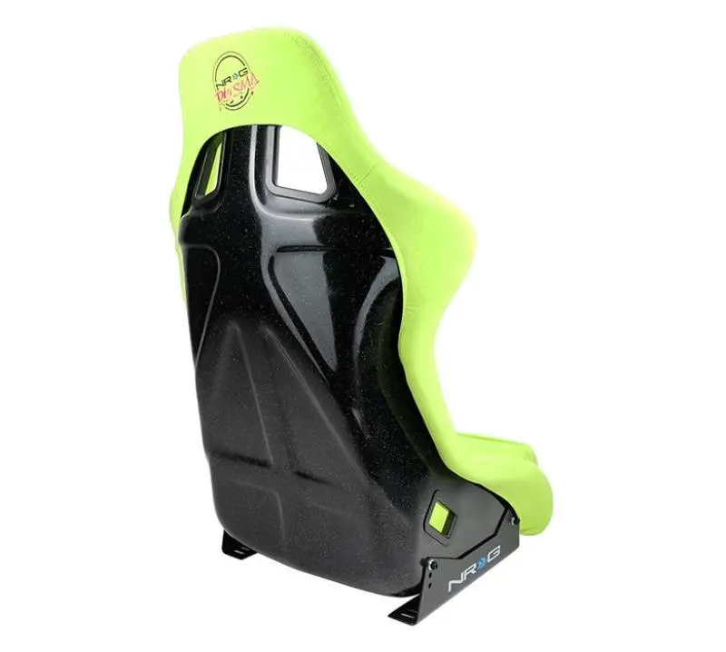 Nrg Prisma Edition Frp Bucket Seat – Large, Neon Green Alcantara With Pearlized Backrest 1