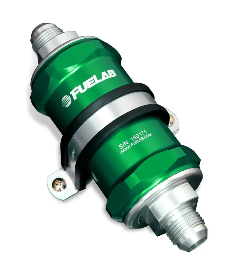 Fuelab 848 Inline Fuel Filter – Green, -10An In / -6An Out, 10-Micron W/ Check Valve 1
