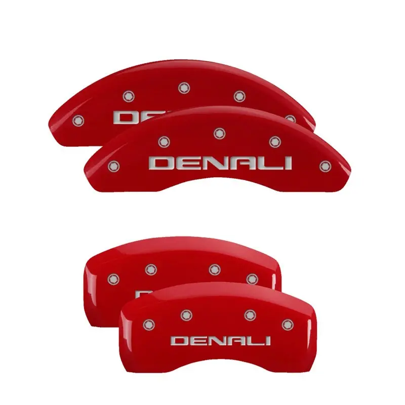 Mgp Engraved 4-Piston Caliper Covers – Denali Red Finish With Silver Char For 2018 Gmc Terrain 1