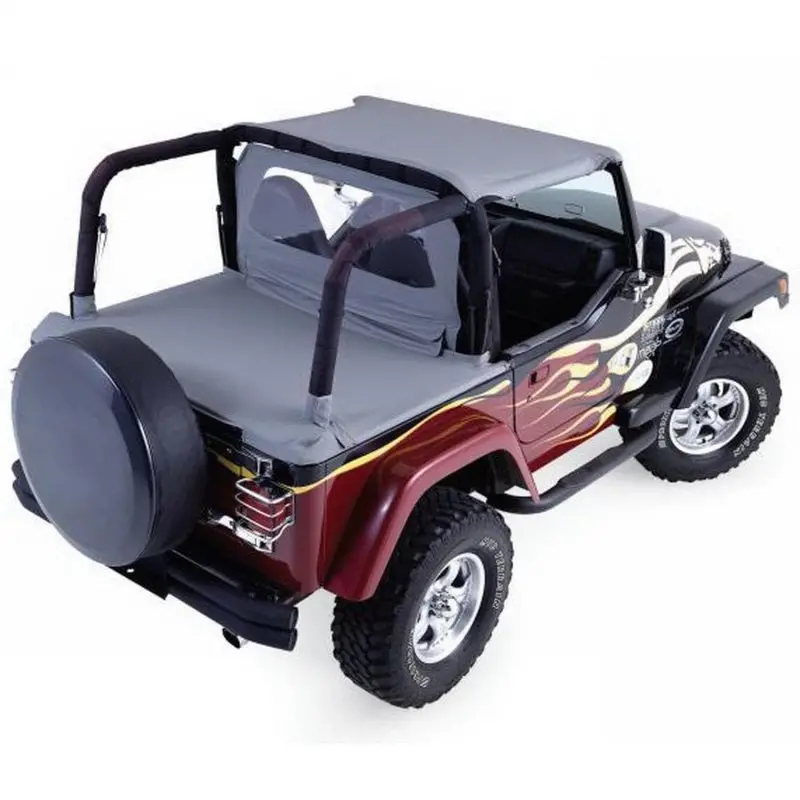 Rampage Soft Top & Tonneau Cover Combo For 1987–1991 Jeep Wrangler Yj — Black Denim Fabric 1