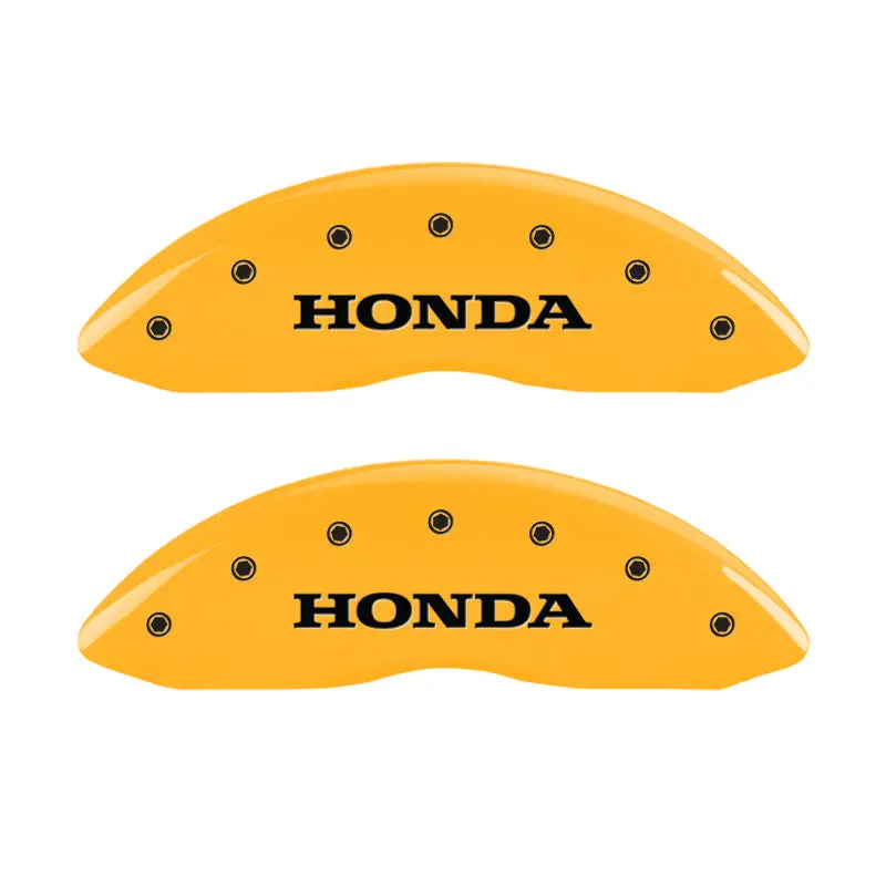 Mgp Engraved Caliper Covers – Front Honda Logo, Rear Pilot/2016 Design, Yellow Finish With Black Char 1
