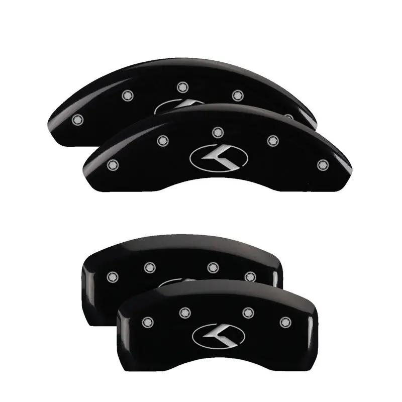 Mgp Engraved 4-Piston Caliper Covers – Front & Rear, Black W/ Silver Accent (Kia/Kia) 1