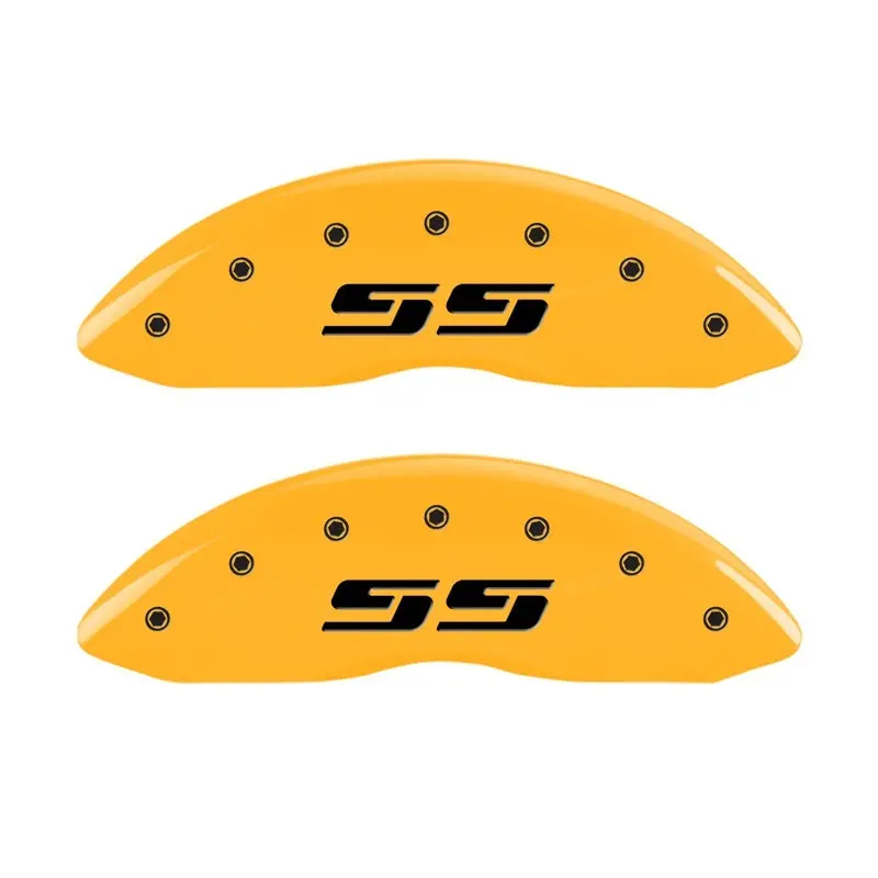 Mgp Engraved Caliper Covers For Chevrolet Silverado 1500 (2010) – Yellow Ss Finish On Black Charcoal Base 1