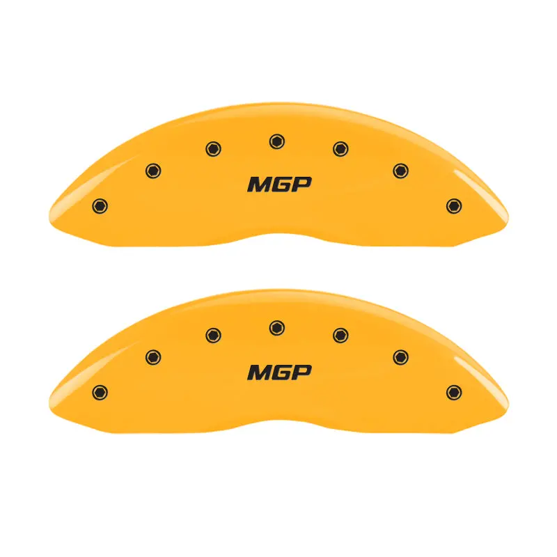 Mgp Engraved Caliper Covers – Front And Rear Set, Yellow Finish With Black Chrome Accents 1