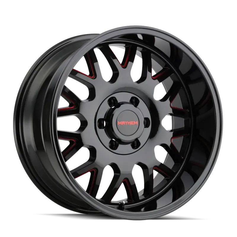 Mayhem Tripwire 20X9 Wheel – 8X170 Bolt Pattern, 0Mm Offset, 130.8Mm Hub Bore, Black With Prism Red Accents 1