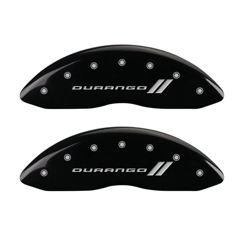 Mgp Engraved 4-Piston Caliper Covers – Front & Rear, Durango Black With Silver Stripes 1